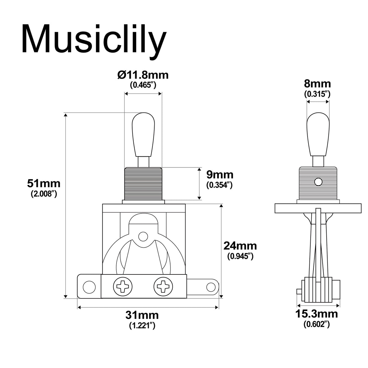 Musiclily Pro 3-Way Pickup Selector Toggle Switch for LP Style Electric Guitar