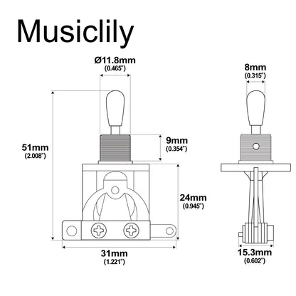 Musiclily Pro 3-Way Pickup Selector Toggle Switch for LP Style Electric Guitar