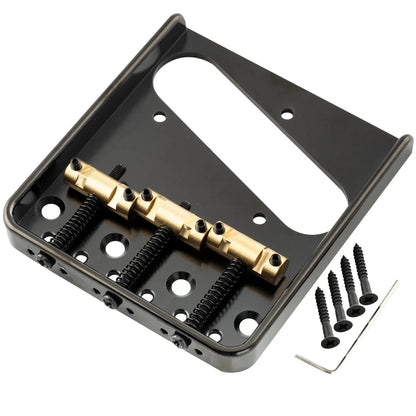 Musiclily Ultra BT010 54mm (2-1/8 inch) String Spacing Full Solid Aluminum Plate with Brass Compensated 3-Saddle Vintage Tele Style Bridge
