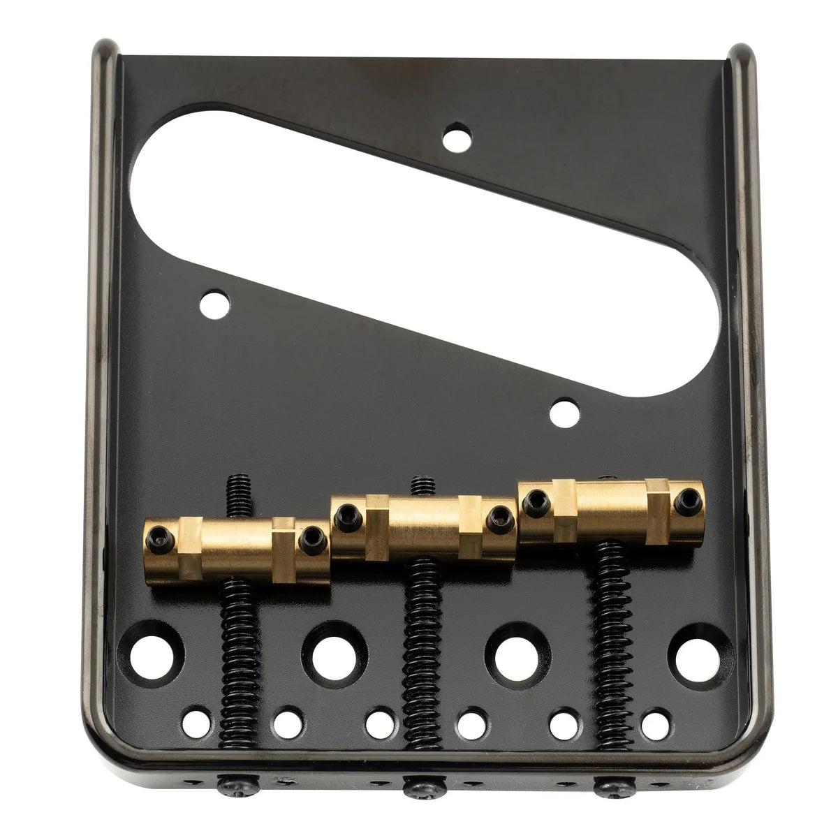 Musiclily Ultra BT010 54mm (2-1/8 inch) String Spacing Full Solid Aluminum Plate with Brass Compensated 3-Saddle Vintage Tele Style Bridge