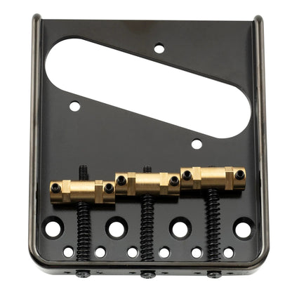 Musiclily Ultra BT010 54mm (2-1/8 inch) String Spacing Full Solid Aluminum Plate with Brass Compensated 3-Saddle Vintage Tele Style Bridge