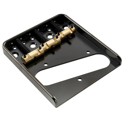 Musiclily Ultra BT010 54mm (2-1/8 inch) String Spacing Full Solid Aluminum Plate with Brass Compensated 3-Saddle Vintage Tele Style Bridge