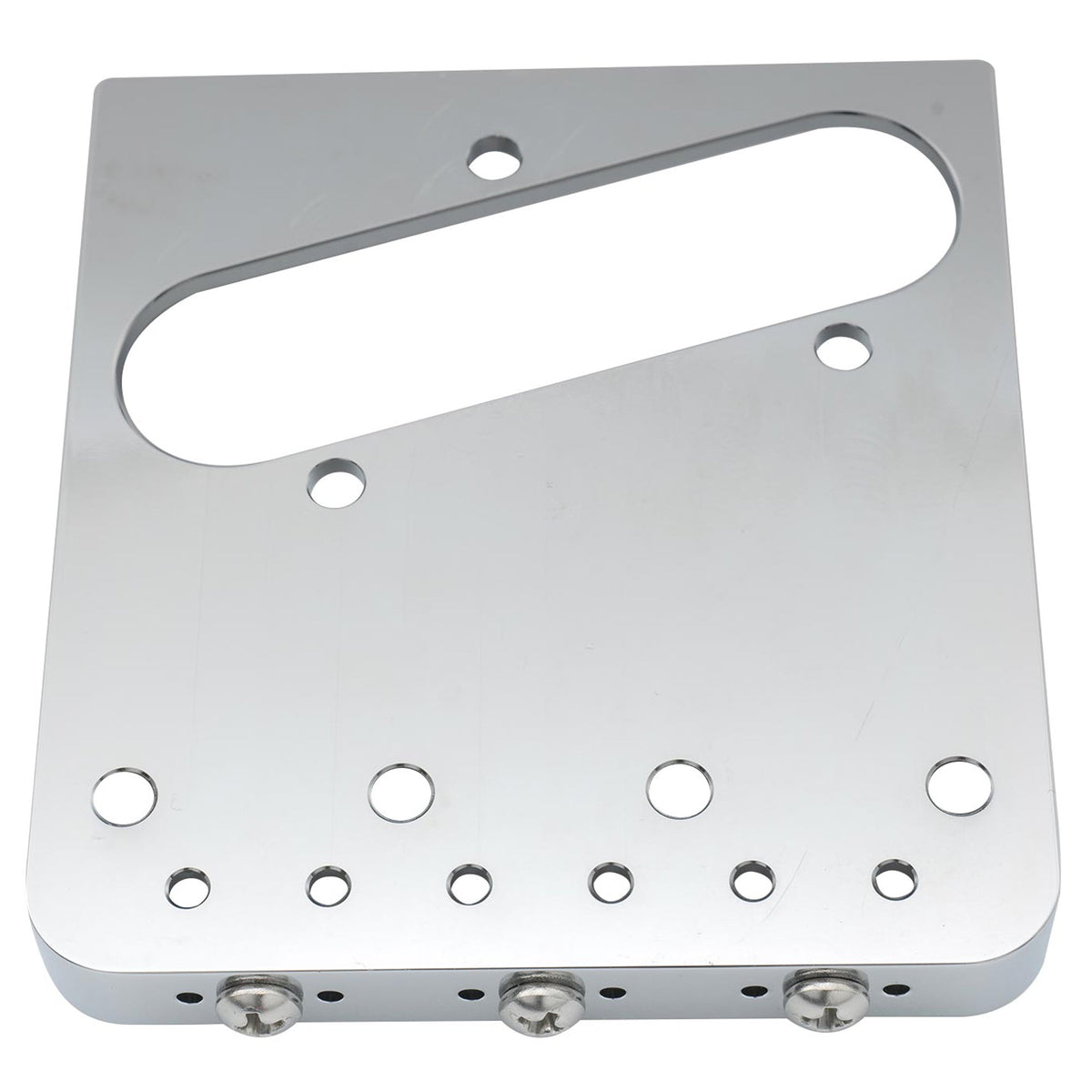 Musiclily Ultra BT010 54mm (2-1/8 inch) String Spacing Full Solid Aluminum Plate with Brass Compensated 3-Saddle Vintage Tele Style Bridge