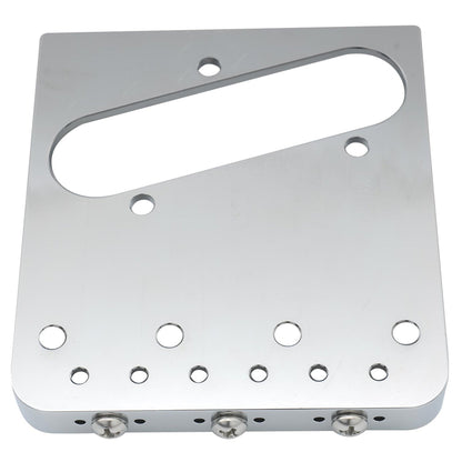 Musiclily Ultra BT010 54mm (2-1/8 inch) String Spacing Full Solid Aluminum Plate with Brass Compensated 3-Saddle Vintage Tele Style Bridge