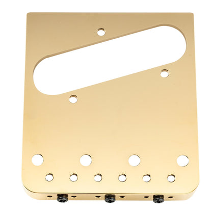 Musiclily Ultra BT010 54mm (2-1/8 inch) String Spacing Full Solid Aluminum Plate with Brass Compensated 3-Saddle Vintage Tele Style Bridge