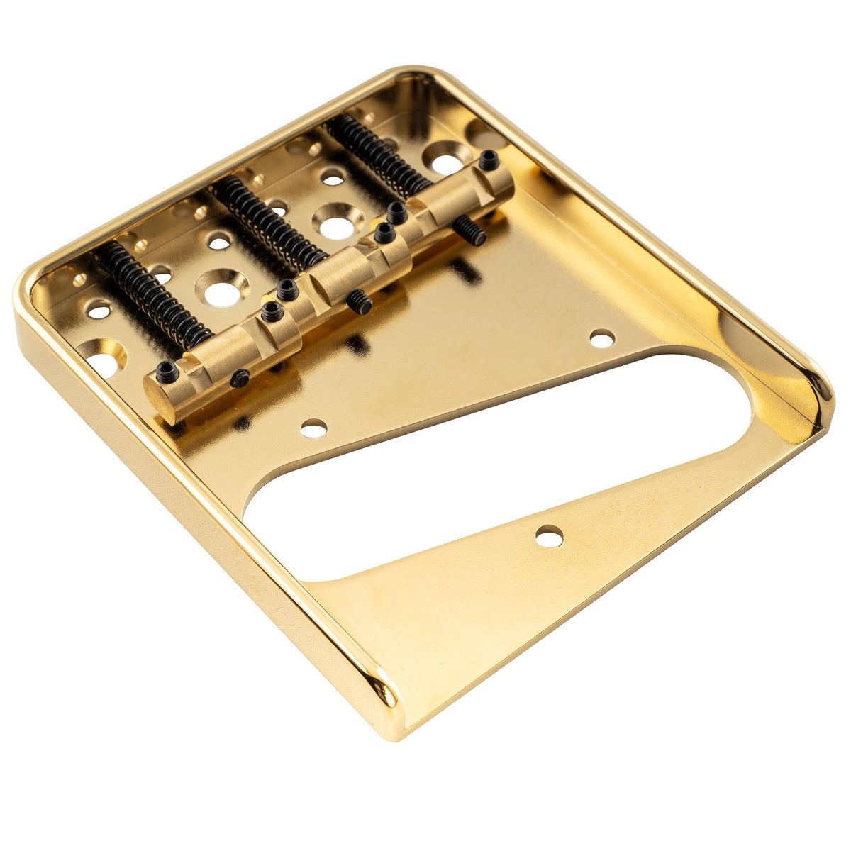 Musiclily Ultra BT010 54mm (2-1/8 inch) String Spacing Full Solid Aluminum Plate with Brass Compensated 3-Saddle Vintage Tele Style Bridge