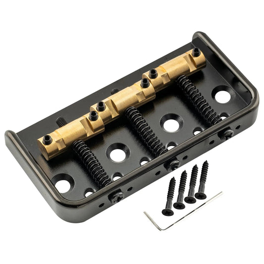 Musiclily Ultra BT011 54mm (2-1/8 inch) String Spacing Full Solid Aluminum Short Plate with Brass Compensated 3-Saddle Vintage Tele Style Bridge
