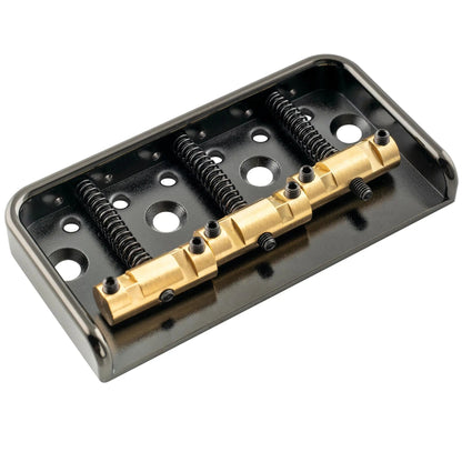 Musiclily Ultra BT011 54mm (2-1/8 inch) String Spacing Full Solid Aluminum Short Plate with Brass Compensated 3-Saddle Vintage Tele Style Bridge