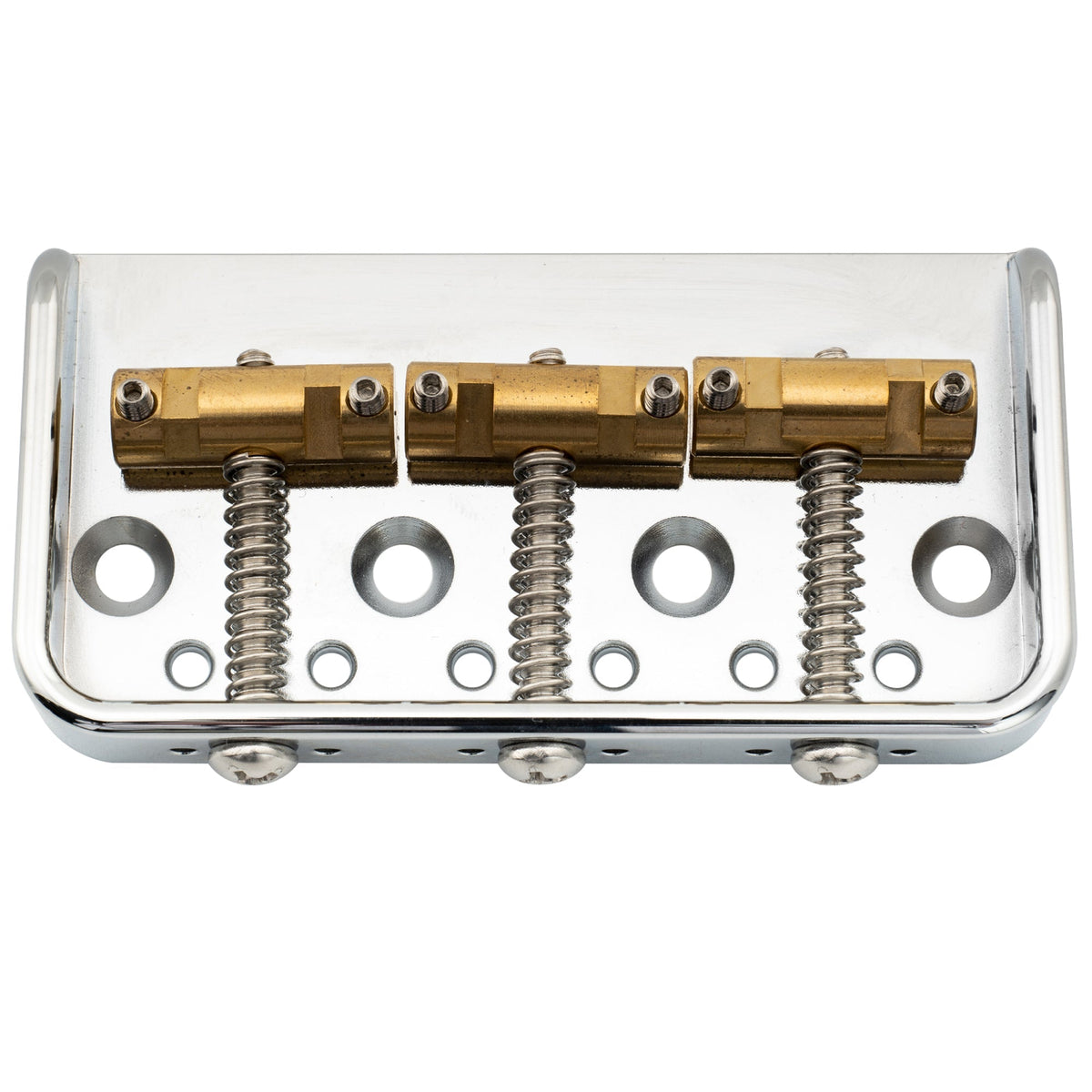 Musiclily Ultra BT011 54mm (2-1/8 inch) String Spacing Full Solid Aluminum Short Plate with Brass Compensated 3-Saddle Vintage Tele Style Bridge
