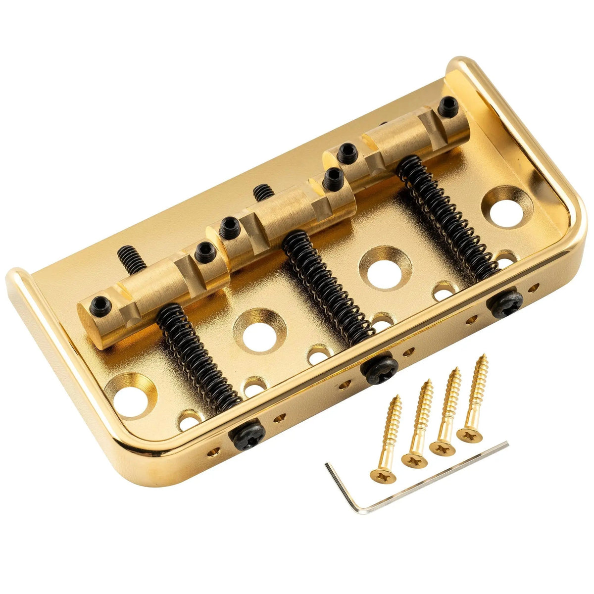 Musiclily Ultra BT011 54mm (2-1/8 inch) String Spacing Full Solid Aluminum Short Plate with Brass Compensated 3-Saddle Vintage Tele Style Bridge