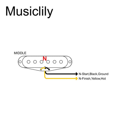 Artec SSA-12R Vintage Style Staggered Alnico 5 Reverse Wound Single Coil Middle Pickup 6.5K for Strat Style Electric Guitar