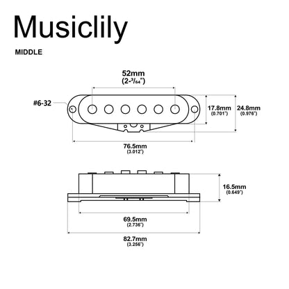 Artec SSA-12R Vintage Style Staggered Alnico 5 Reverse Wound Single Coil Middle Pickup 6.5K for Strat Style Electric Guitar