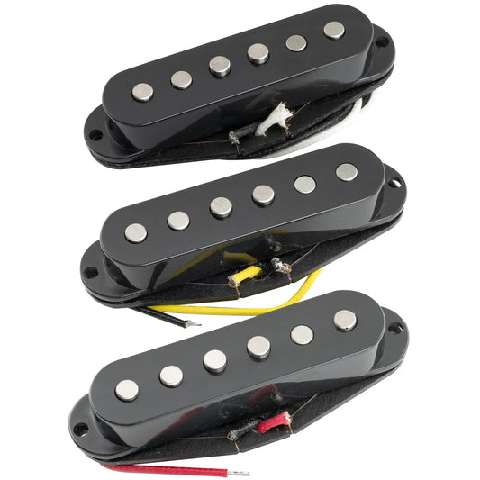 Artec SSA-12 Vintage Style Staggered Alnico 5 Single Coil Neck Middle Bridge Pickups Set for Strat Style Electric Guitar