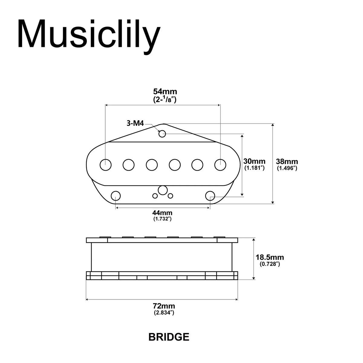 Artec TRA44 Alnico 5 Standard Bridge Pickup 6.5K for Tele Style Electric Guitar