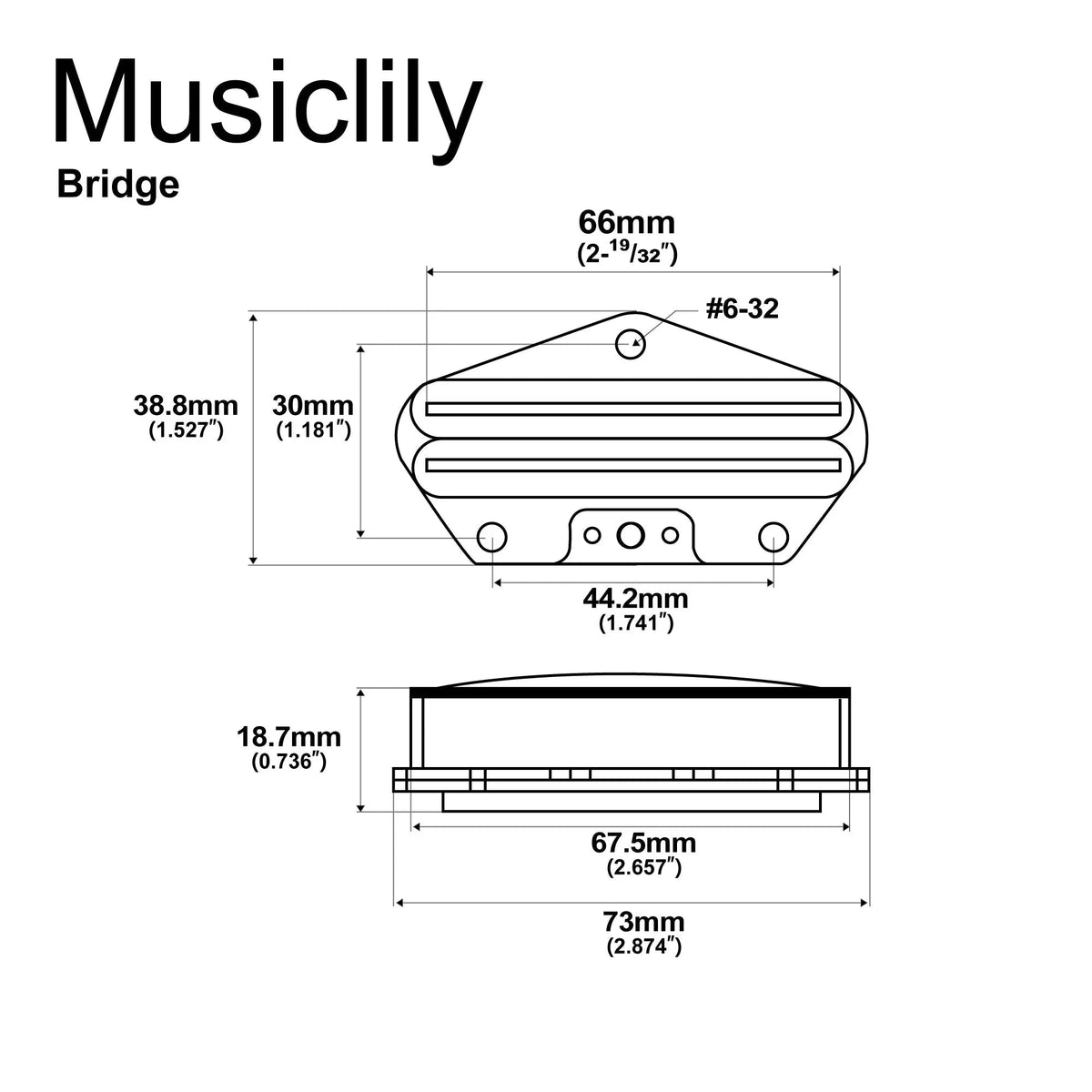 Artec TRA73 Alnico 5 Rail Blade Humbucker Bridge Pickup 12K for Tele Style Electric Guitar