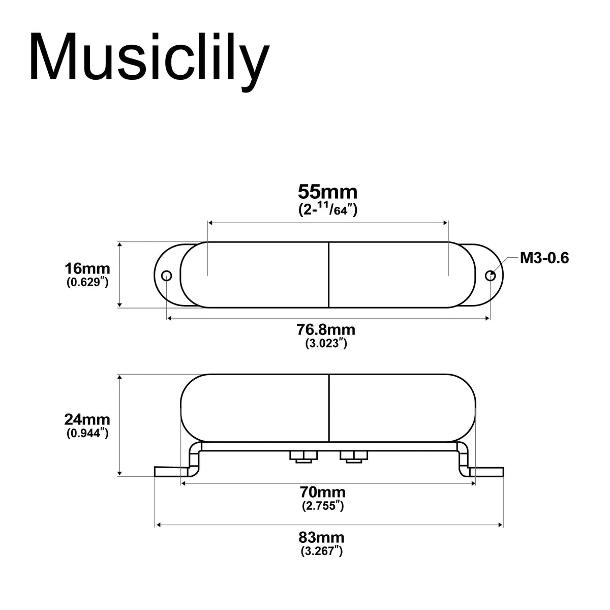 Artec LSA70 Alnico 5 Lipstick Style Single Coil Bridge Pickup 7.5K for Strat Style Electric Guitar