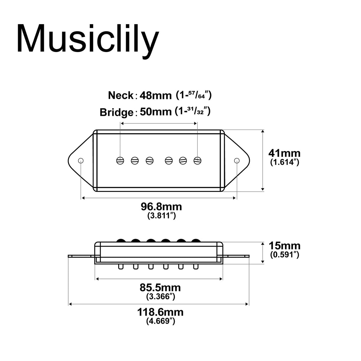 Artec ASA91 Alnico 5 Dog Ear P90 Single Coil Pickup Electric Guitar Neck Bridge Pickups Set 7.5K