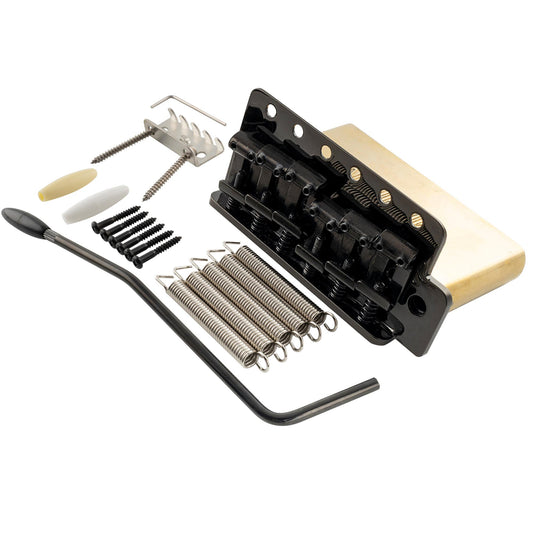 Musiclily Ultra BV018 56mm(2-7/32 inch) American Vintage Style 6-Screw ST Tremolo Bridge with Steel Bent Saddles 42mm Solid Brass Block Push-In Arm for Strat Style Electric Guitar