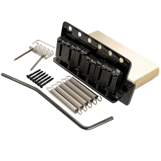 Musiclily Ultra BV019 56mm(2-7/32 inch) American Vintage Style 6-Screw ST Tremolo Bridge with Modern Brass Saddles 42mm Solid Brass Block Push-In Arm for Strat Style Electric Guitar