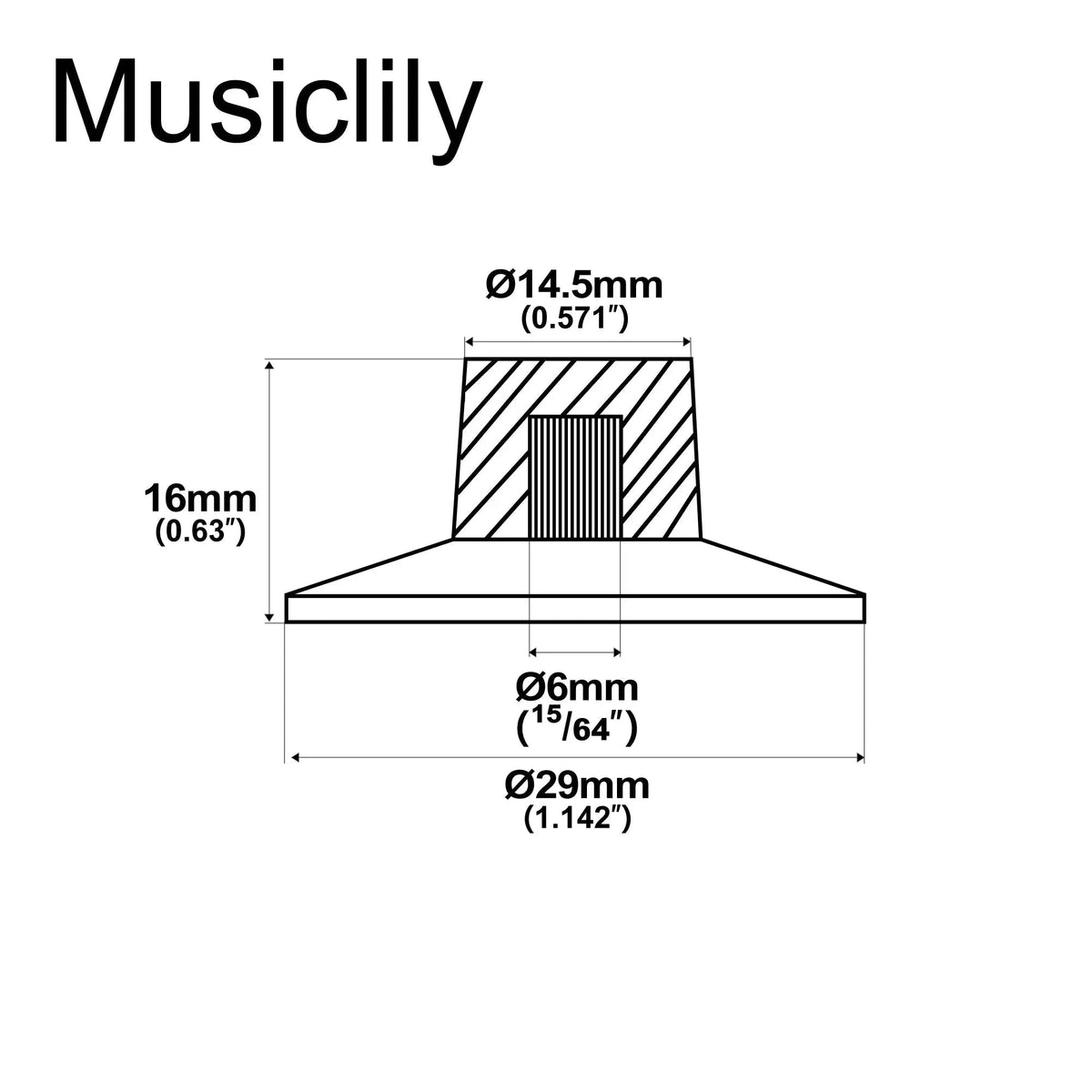 Musiclily Pro Fine 24 Splines Witch Hat Knobs Top Hat Knobs Tone Volume Control Knobs for Electric Guitar Bass Amplifier Effect Pedal, Set of 2T2V