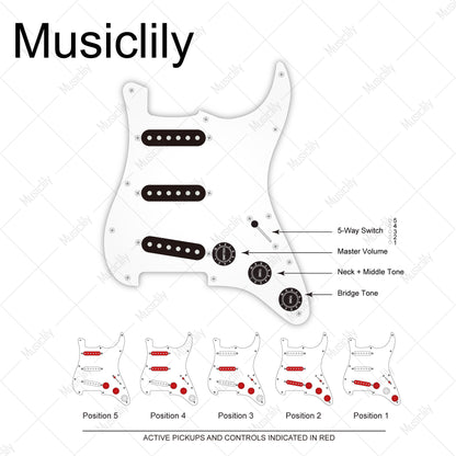 Musiclily Pro Electric Guitar Pre-wired Wiring Harness Upgrade for American Style ST SSS with 5-Way Switch and 3A Pots