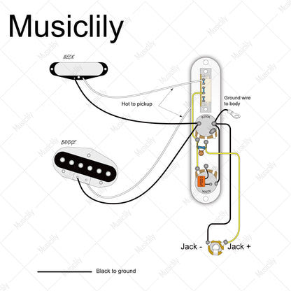 Musiclily Pro Electric Guitar Pre-wired Wiring Harness Upgrade for Import Style TL with 3-Way Switch and 1A1B Pots