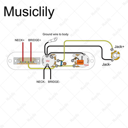 Musiclily Pro Electric Guitar Pre-wired Wiring Harness Upgrade for Import Style TL with 3-Way Switch and 1A1B Pots