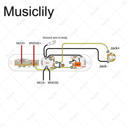 Musiclily Pro Electric Guitar Pre-wired Wiring Harness Upgrade for American Style TL with 3-Way Switch and 2A Pots