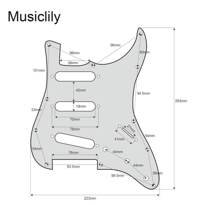 Musiclily Pro Pre-wired Standard SSS Pickguard with Artec Pickups Staggered Alnico 5 Magnet Single Coil Pickups for ST Style Electric Guitar