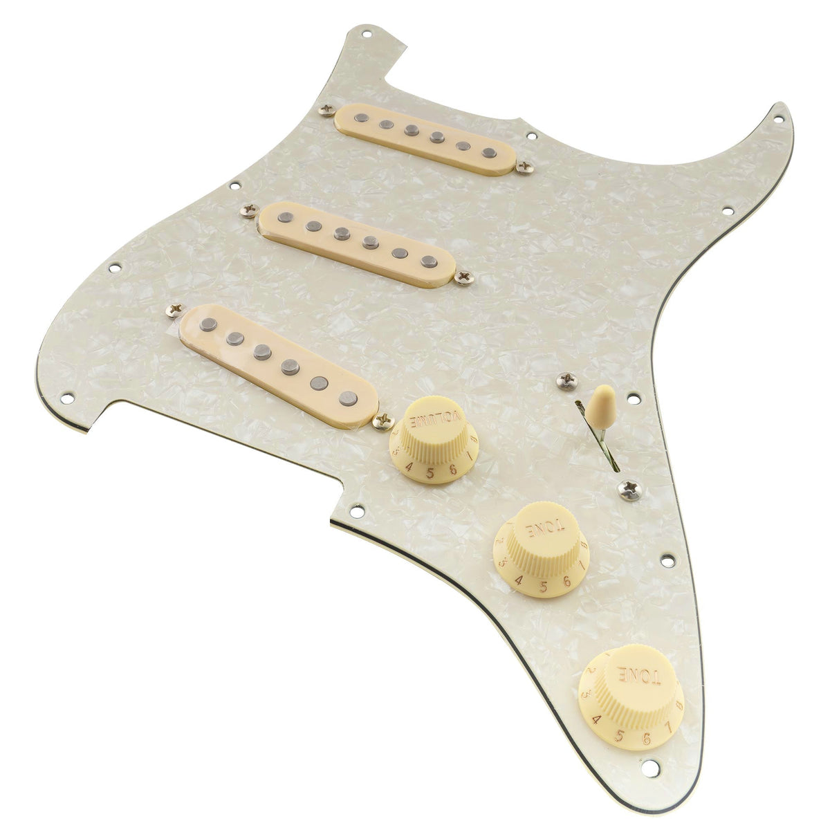 Musiclily Pro Pre-wired Standard SSS Pickguard with Artec Pickups Staggered Alnico 5 Magnet Single Coil Pickups for ST Style Electric Guitar