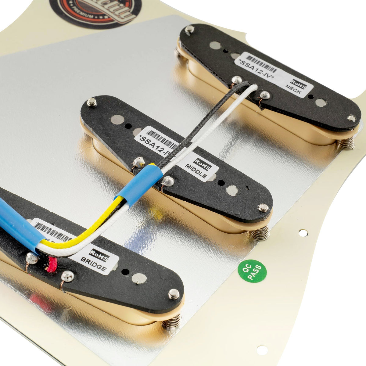 Musiclily Pro Pre-wired Standard SSS Pickguard with Artec Pickups Staggered Alnico 5 Magnet Single Coil Pickups for ST Style Electric Guitar