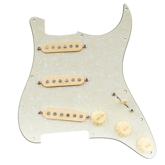 Musiclily Pro Pre-wired Standard SSS Pickguard with Artec Pickups Staggered Alnico 5 Magnet Single Coil Pickups for ST Style Electric Guitar