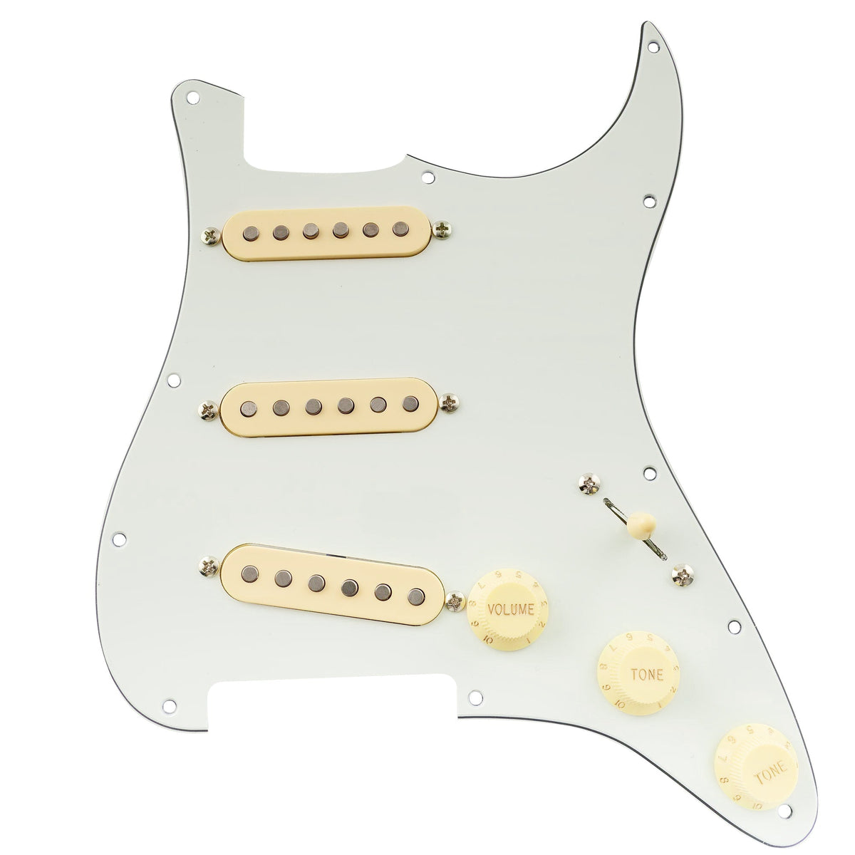 Musiclily Pro Pre-wired Standard SSS Pickguard with Artec Pickups Staggered Alnico 5 Magnet Single Coil Pickups for ST Style Electric Guitar
