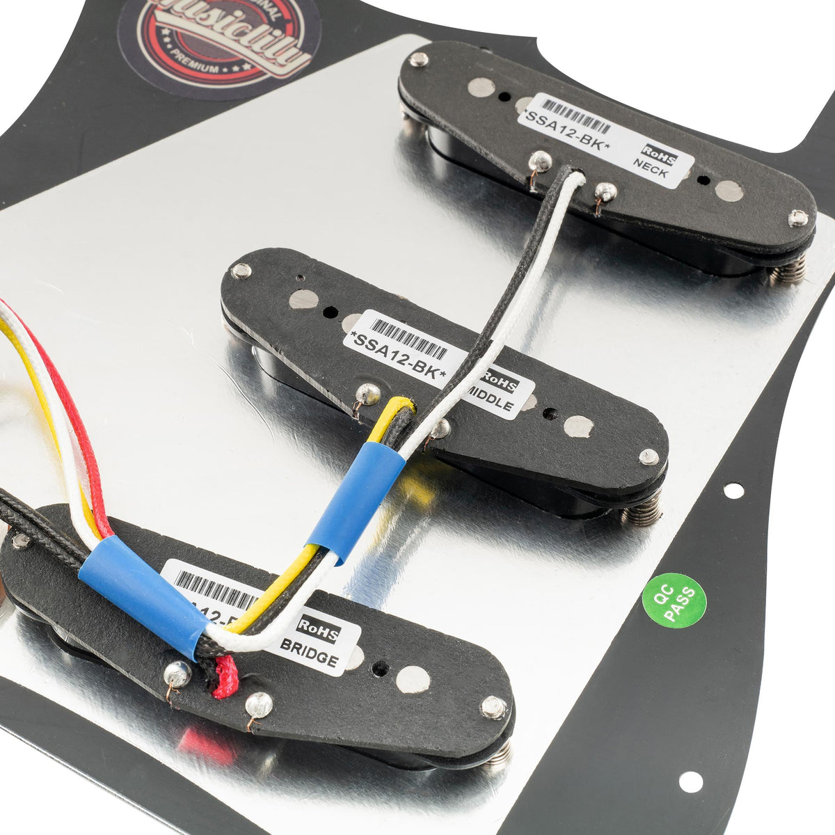 Musiclily Pro Pre-wired Standard SSS Pickguard with Artec Pickups Staggered Alnico 5 Magnet Single Coil Pickups for ST Style Electric Guitar