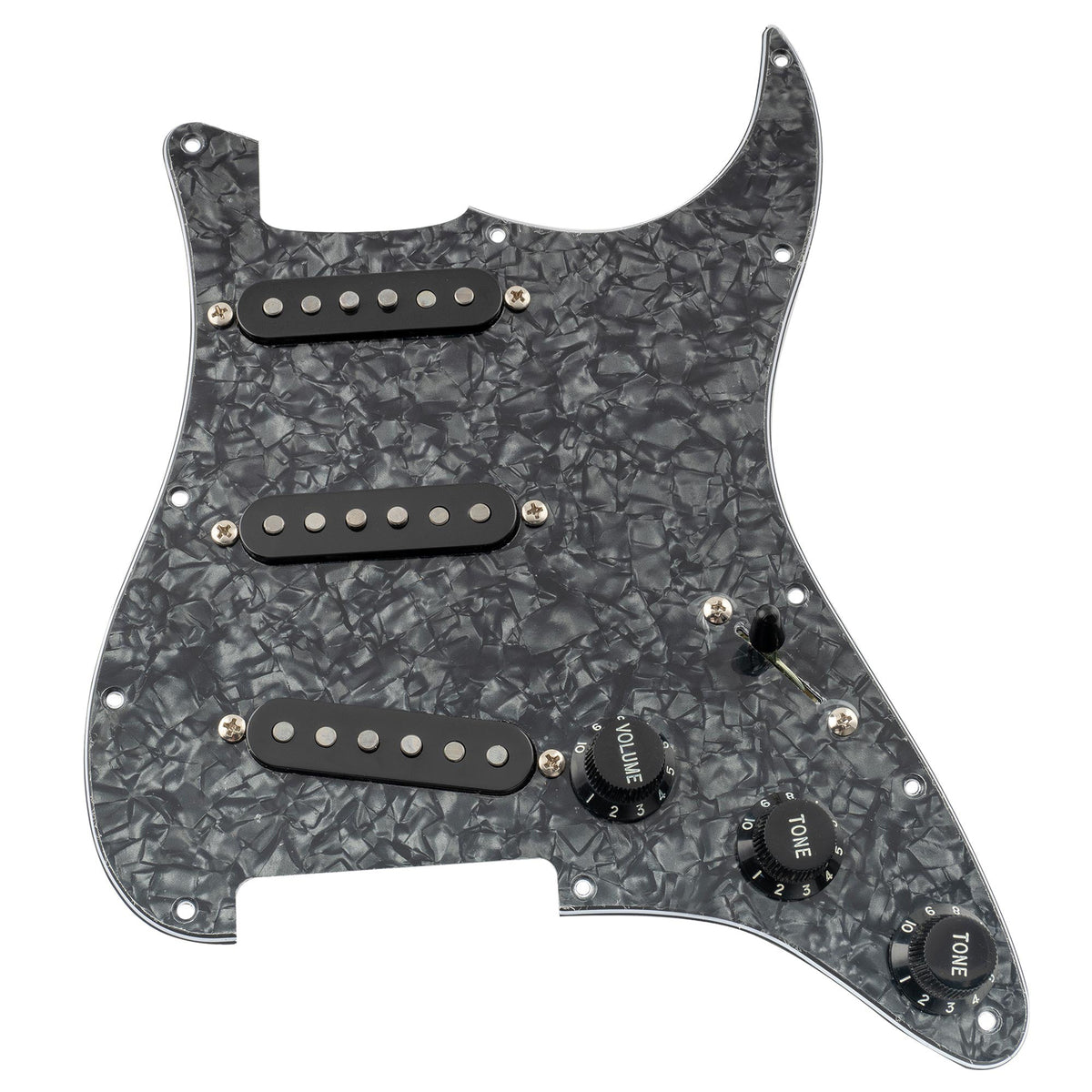 Musiclily Pro Pre-wired Standard SSS Pickguard with Artec Pickups Staggered Alnico 5 Magnet Single Coil Pickups for ST Style Electric Guitar