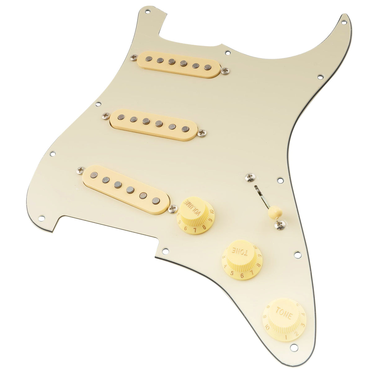 Musiclily Pro Pre-wired Standard SSS Pickguard with Artec Pickups Staggered Alnico 5 Magnet Single Coil Pickups for ST Style Electric Guitar