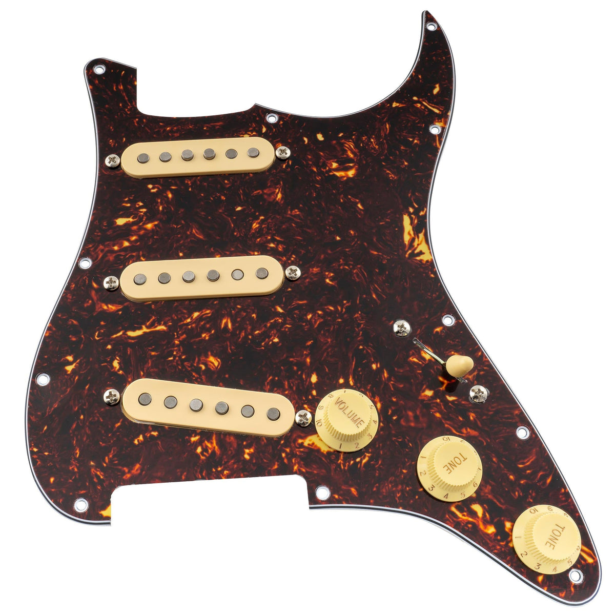 Musiclily Pro Pre-wired Standard SSS Pickguard with Artec Pickups Staggered Alnico 5 Magnet Single Coil Pickups for ST Style Electric Guitar