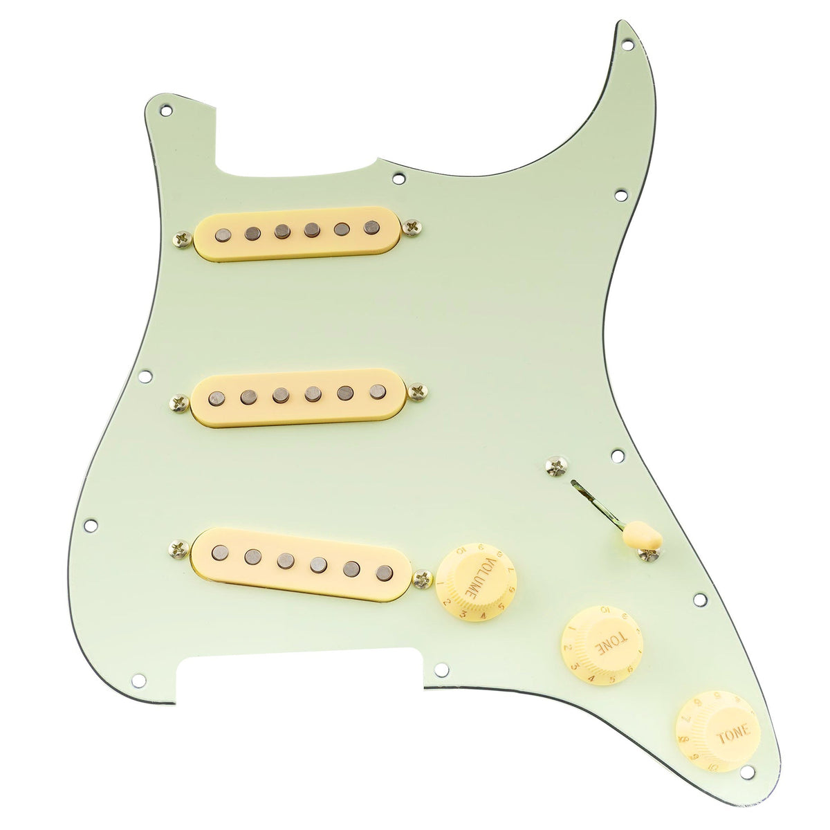 Musiclily Pro Pre-wired Standard SSS Pickguard with Artec Pickups Staggered Alnico 5 Magnet Single Coil Pickups for ST Style Electric Guitar