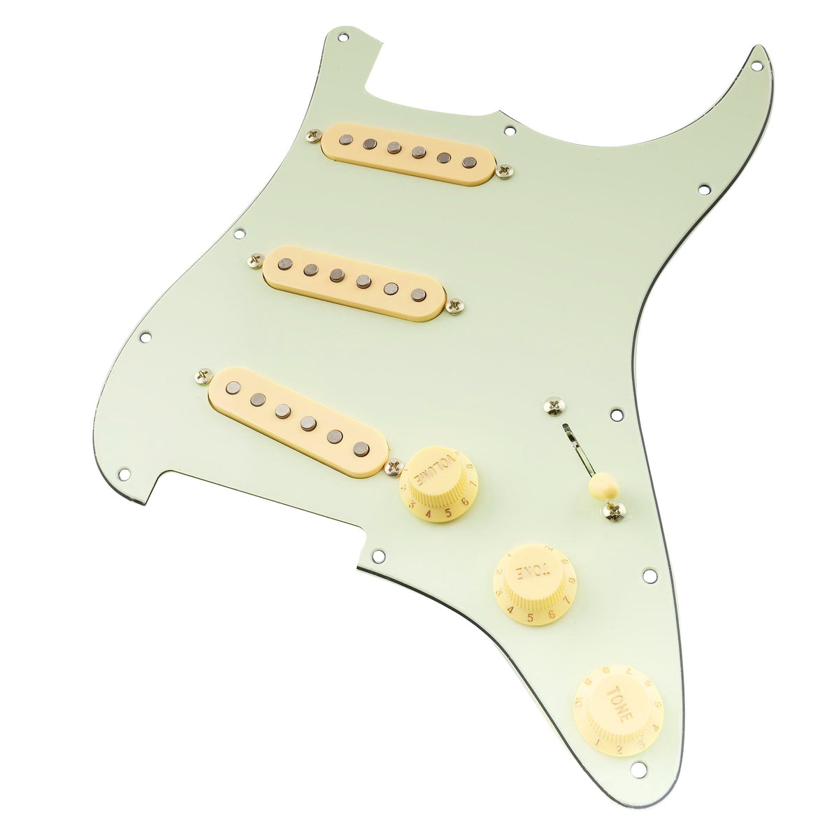 Musiclily Pro Pre-wired Standard SSS Pickguard with Artec Pickups Staggered Alnico 5 Magnet Single Coil Pickups for ST Style Electric Guitar