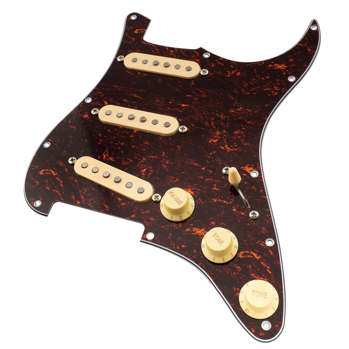 Musiclily Pro Pre-wired Standard SSS Pickguard with Artec Pickups Staggered Alnico 5 Magnet Single Coil Pickups for ST Style Electric Guitar