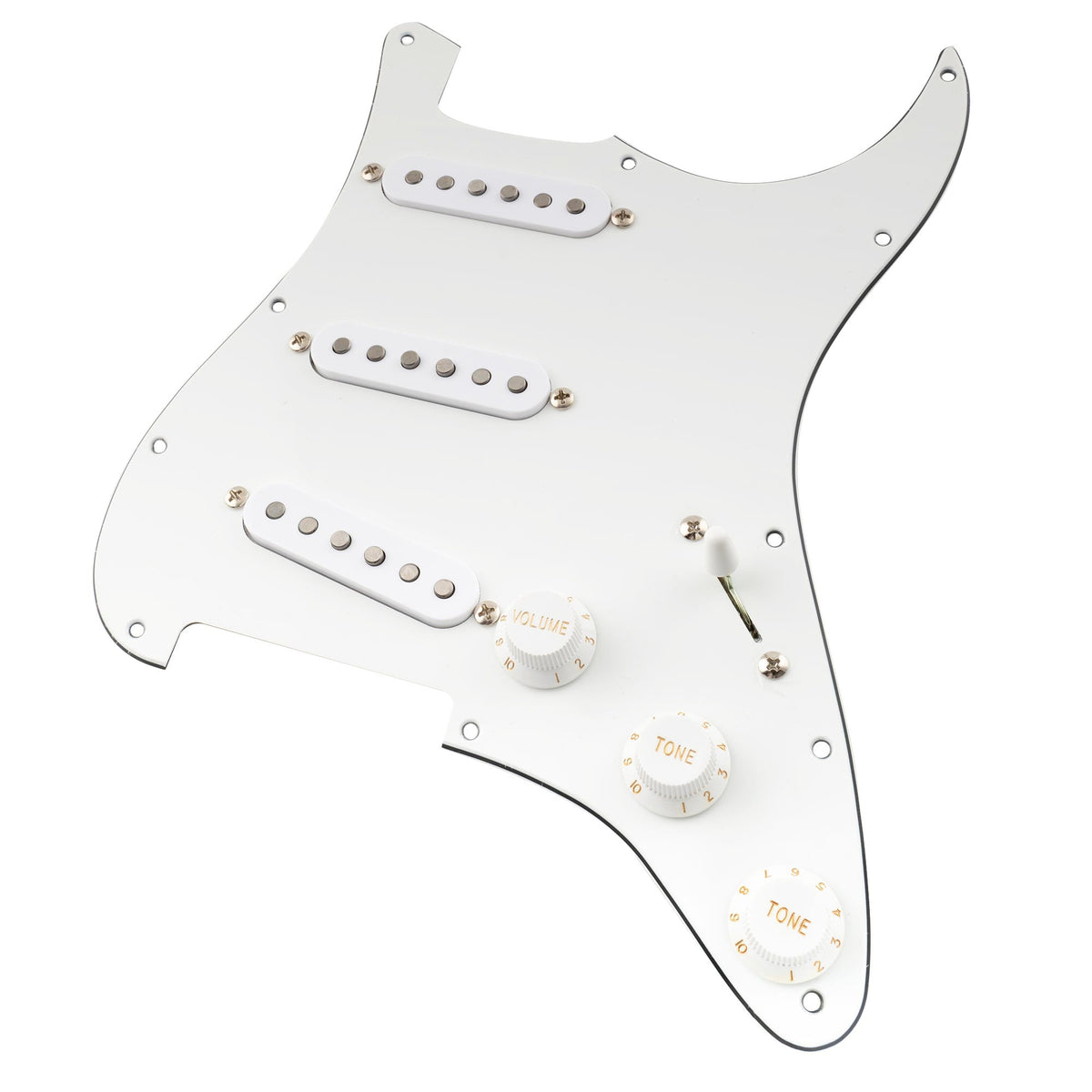 Musiclily Pro Pre-wired Standard SSS Pickguard with Artec Pickups Staggered Alnico 5 Magnet Single Coil Pickups for ST Style Electric Guitar