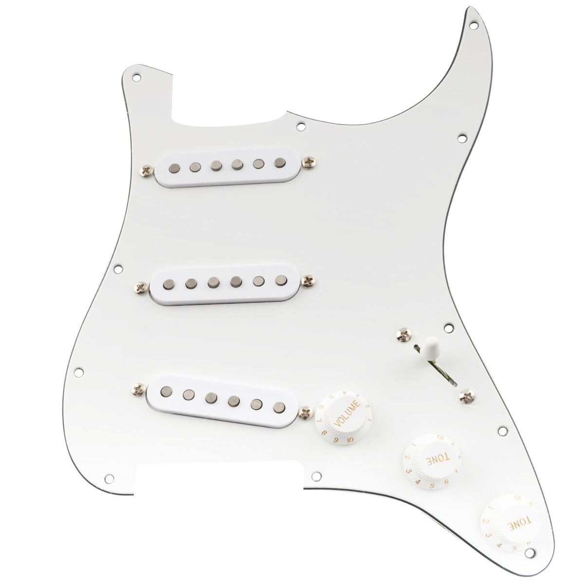 Musiclily Pro Pre-wired Standard SSS Pickguard with Artec Pickups Staggered Alnico 5 Magnet Single Coil Pickups for ST Style Electric Guitar