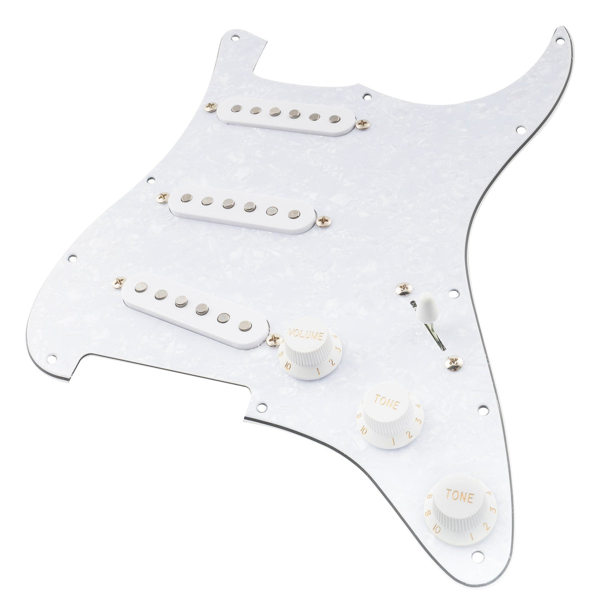 Musiclily Pro Pre-wired Standard SSS Pickguard with Artec Pickups Staggered Alnico 5 Magnet Single Coil Pickups for ST Style Electric Guitar