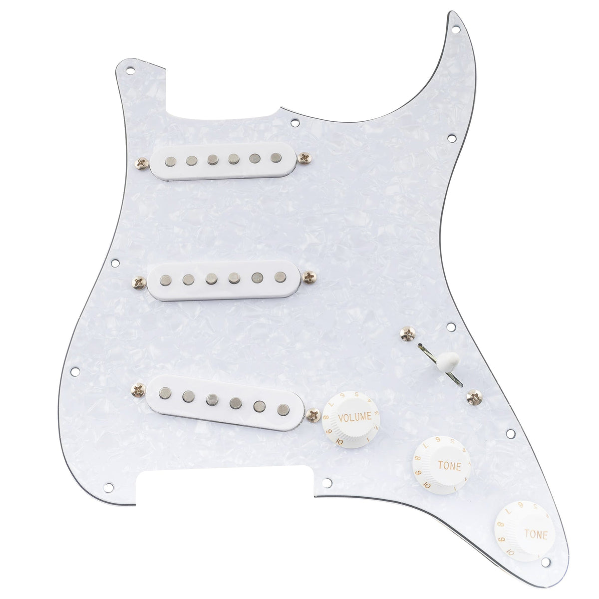 Musiclily Pro Pre-wired Standard SSS Pickguard with Artec Pickups Staggered Alnico 5 Magnet Single Coil Pickups for ST Style Electric Guitar