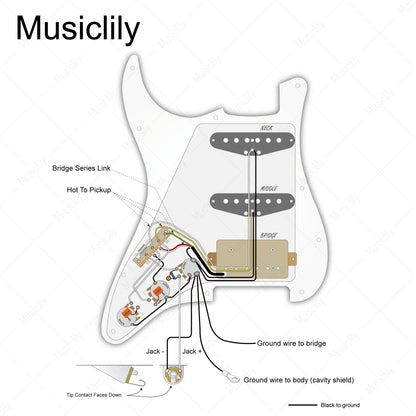 Musiclily Pro Auto-Split Pre-wired Standard HSS Pickguard with Artec Pickups Alnico 5 Magnet for ST Style Electric Guitar
