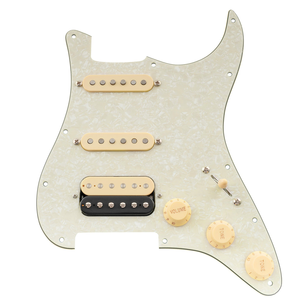 Musiclily Pro Auto-Split Pre-wired Standard HSS Pickguard with Artec Pickups Alnico 5 Magnet for ST Style Electric Guitar