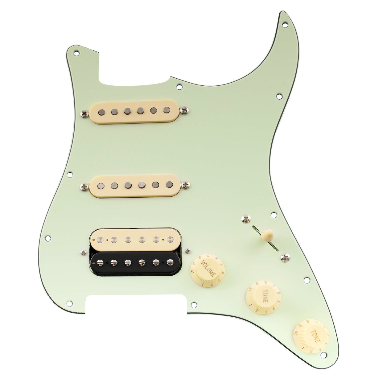 Musiclily Pro Auto-Split Pre-wired Standard HSS Pickguard with Artec Pickups Alnico 5 Magnet for ST Style Electric Guitar
