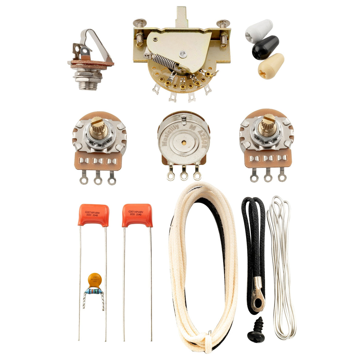 Musiclily Pro Electric Guitar Auto-Split DIY Wiring Kit Upgrade for American Style ST HSS with 5-Way Switch and 3A Pots Jack