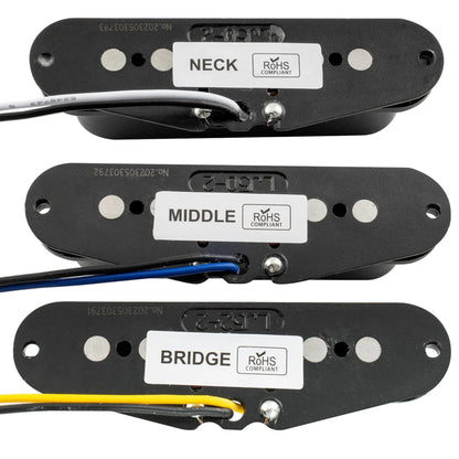 Musiclily Pro ST-60SE Staggered Alnico 5 Single Coil Neck Middle Bridge Pickups Set for Strat Style Electric Guitar