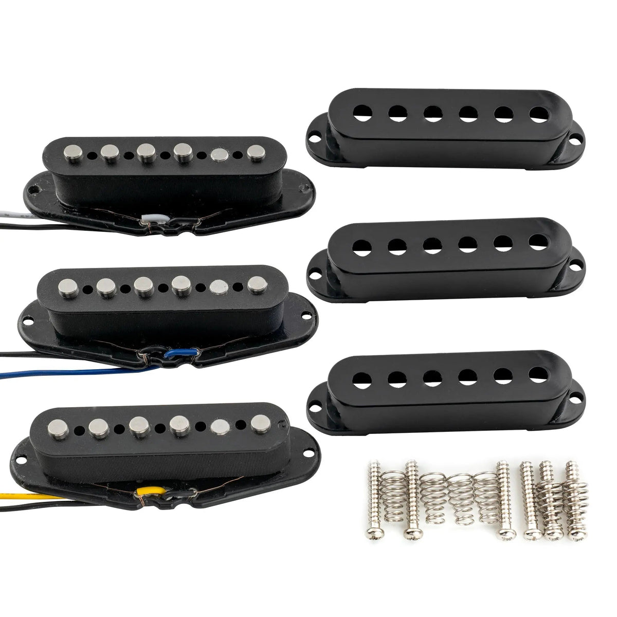Musiclily Pro ST-60SE Staggered Alnico 5 Single Coil Neck Middle Bridge Pickups Set for Strat Style Electric Guitar